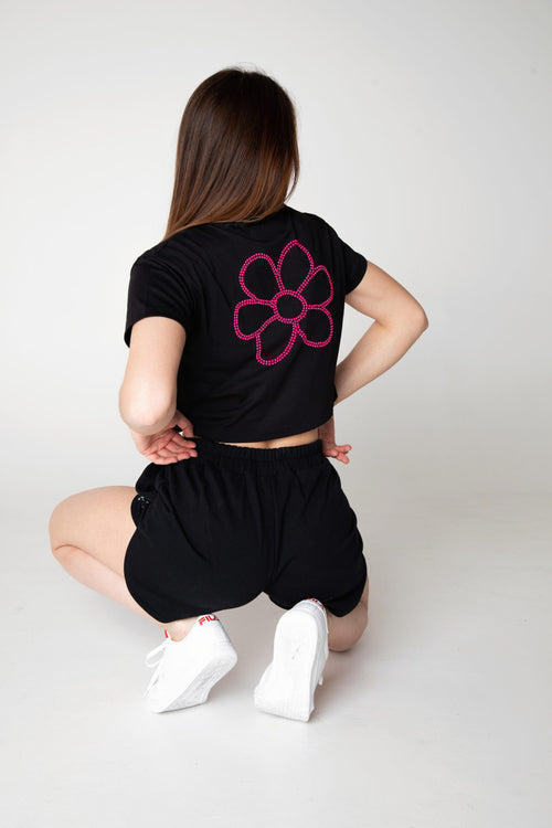 Charger l'image 1 dans la galerie. T-shirt Femme Courte GURU Fleur Application 1303