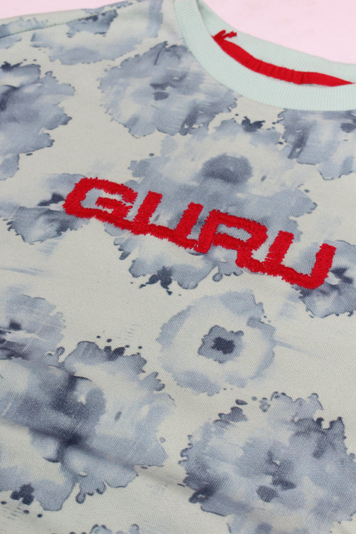 Carica immagine 1 in visualizzazione galleria. Felpa Donna Bloom con Stampa Floreale All-Over e Ricamo GURU GW201
