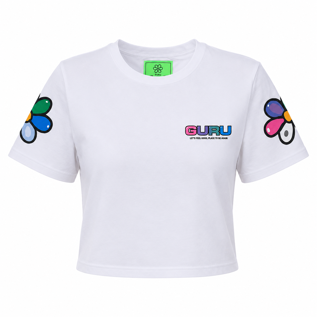 T-Shirt Donna GURU Flower Sleeve Graphic Cropped STYLE 17