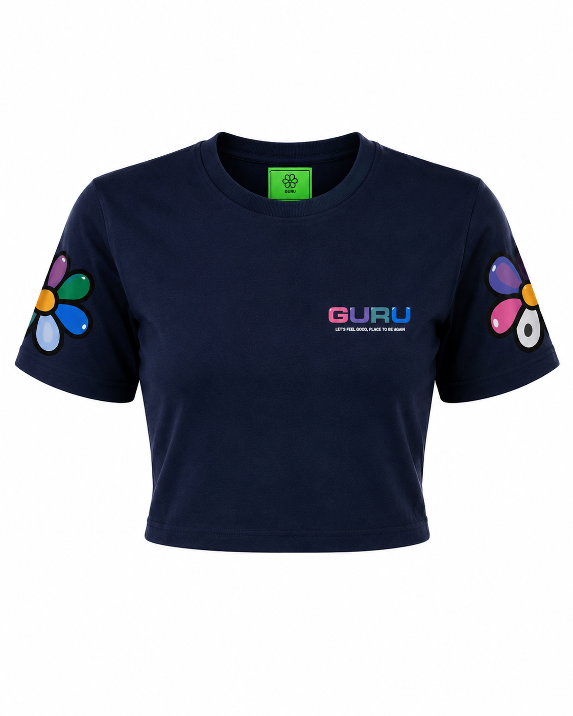 T-Shirt Donna GURU Flower Sleeve Graphic Cropped STYLE 17
