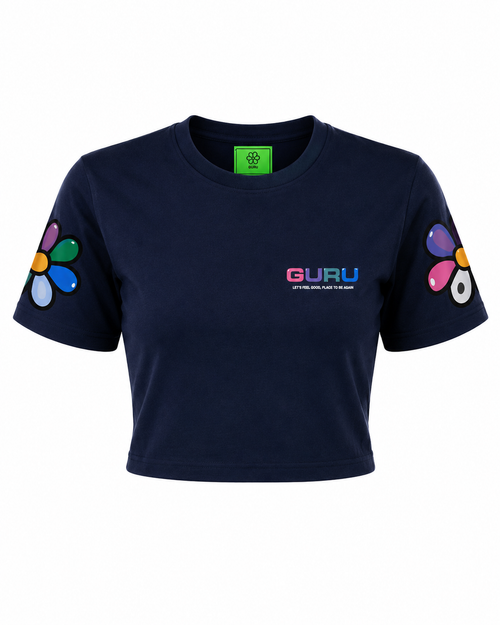 Carica immagine 1 in visualizzazione galleria. T-Shirt Donna GURU Flower Sleeve Graphic Cropped STYLE 17