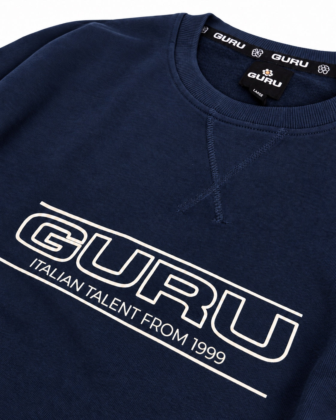 Felpa uomo GURU GU1106 blu navy – dettaglio stampa