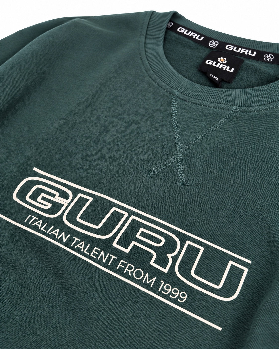 Felpa uomo GURU GU1106 verde ottanio – dettaglio stampa