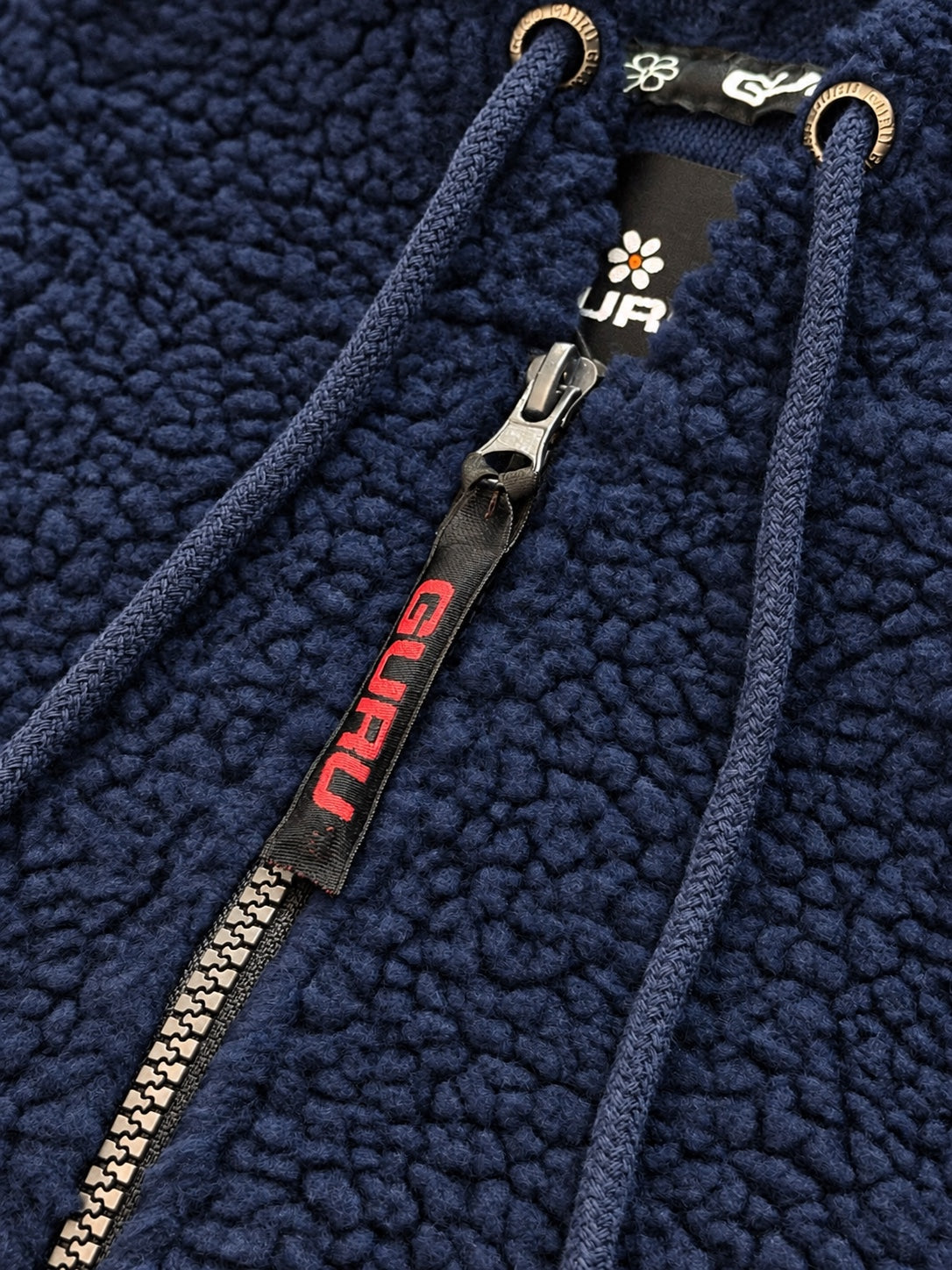 GU1045 blu – dettaglio cappuccio, coulisse e zip