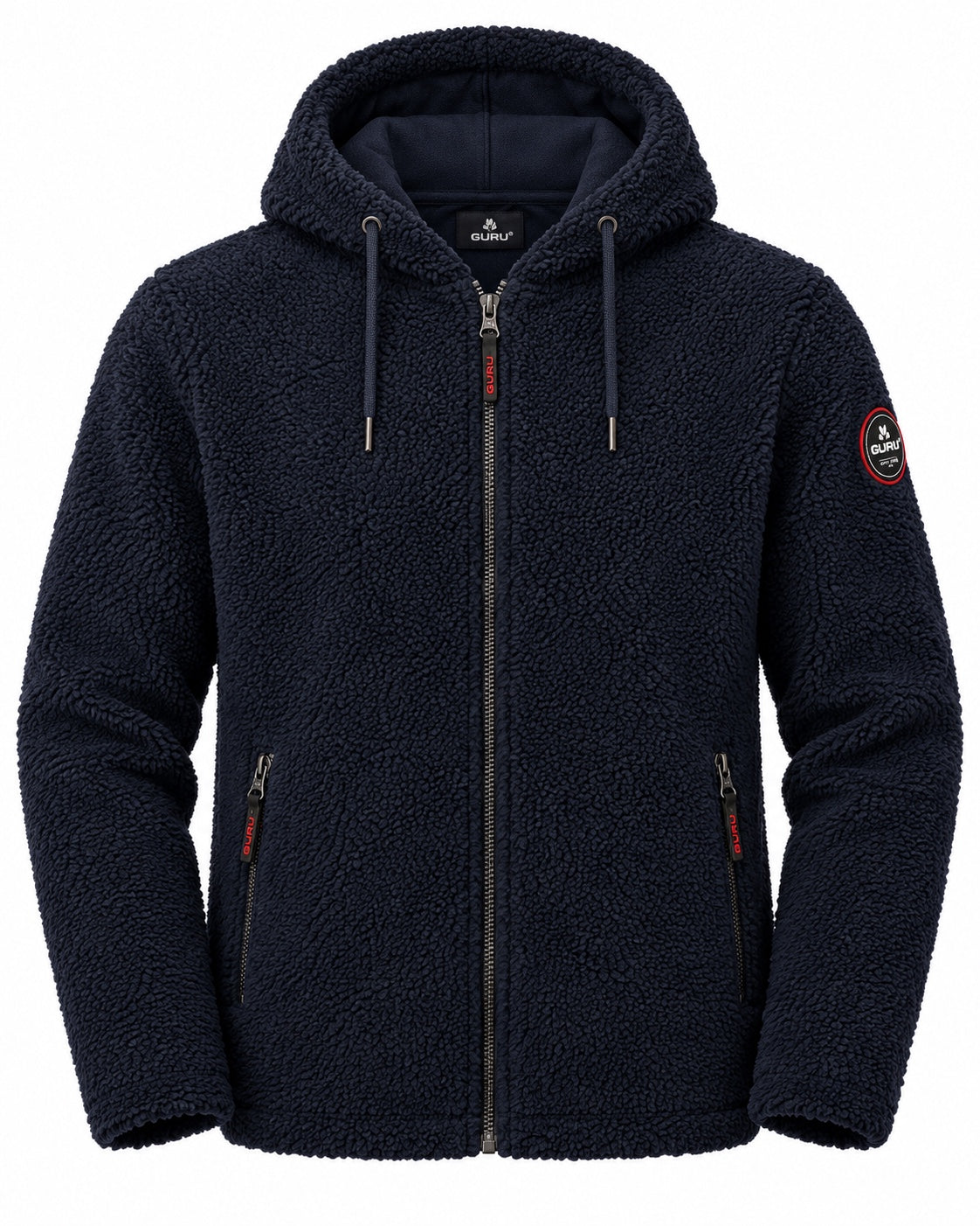Giacca teddy uomo GURU GU1045 blu con cappuccio – fronte