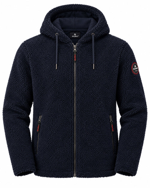 Carica immagine 1 in visualizzazione galleria. Giacca teddy uomo GURU GU1045 blu con cappuccio – fronte