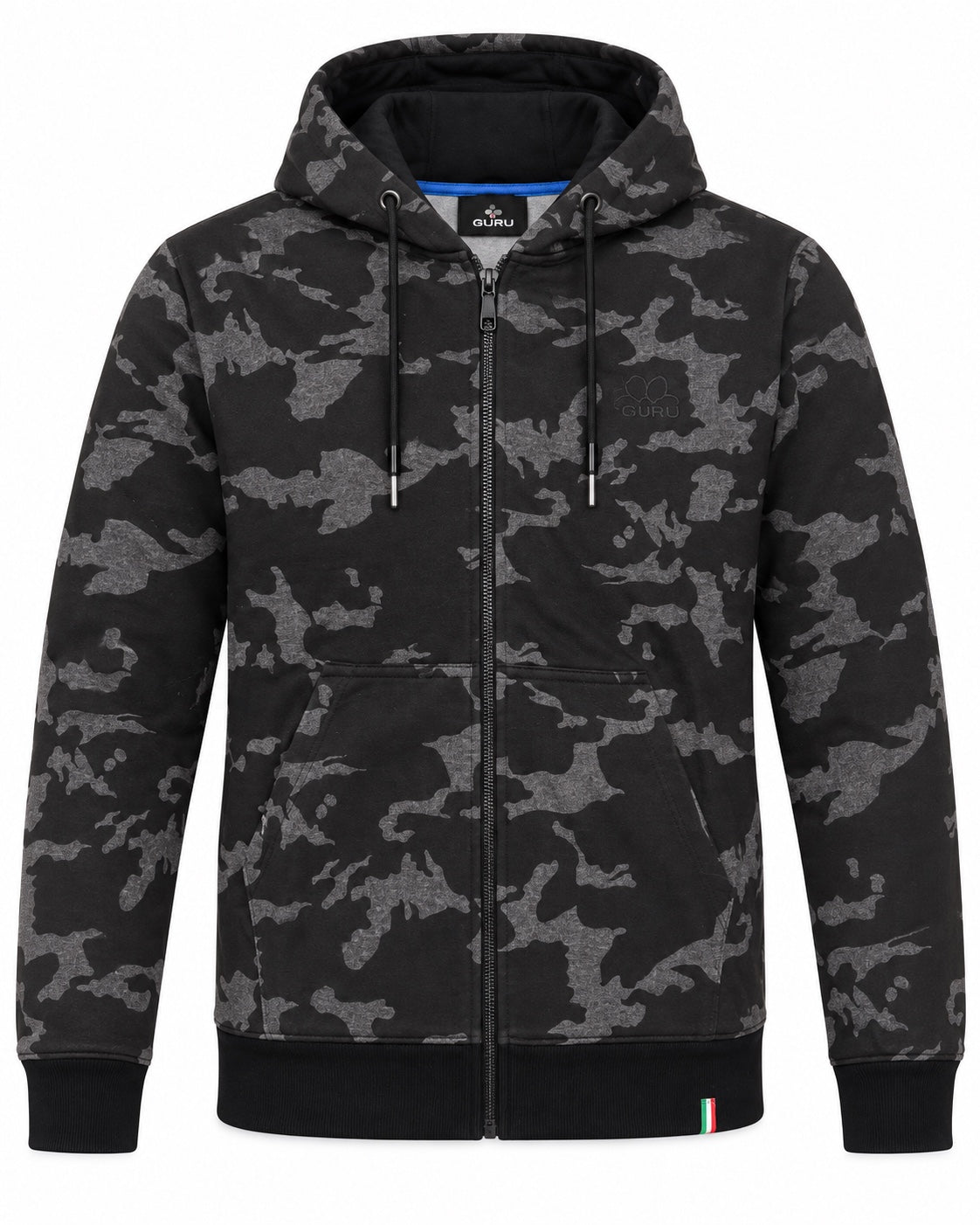 Felpa uomo GURU 1122 full zip mimetica nero - fronte