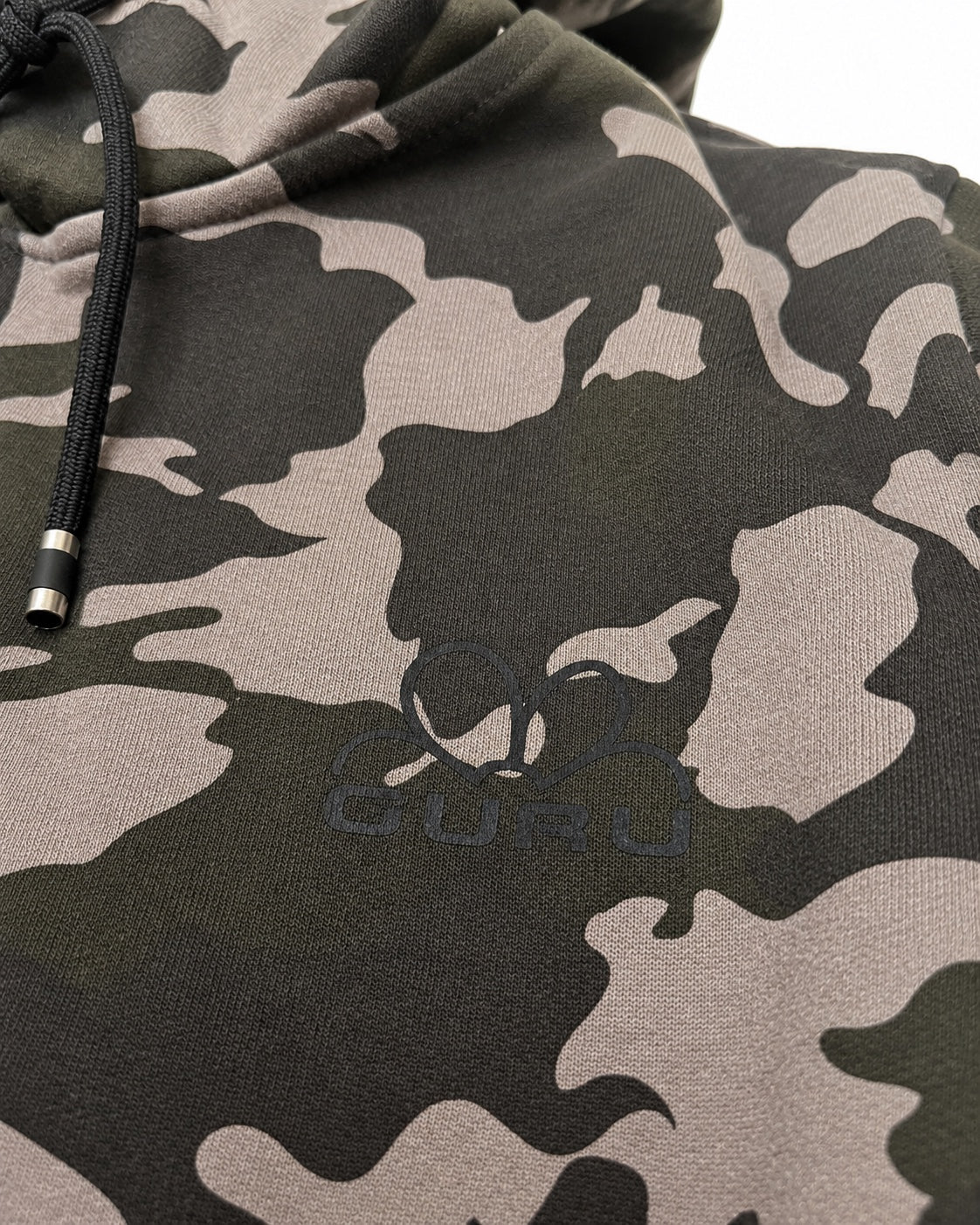 Felpa uomo GURU 1122 full zip mimetica verde militare - dettaglio