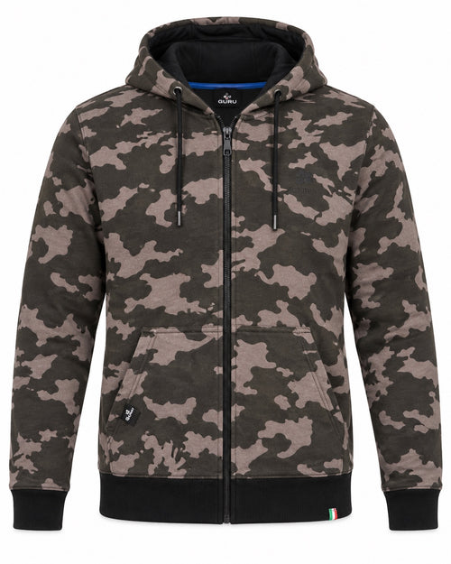 Carica immagine 1 in visualizzazione galleria. Felpa uomo GURU 1122 full zip mimetica verde militare - fronte