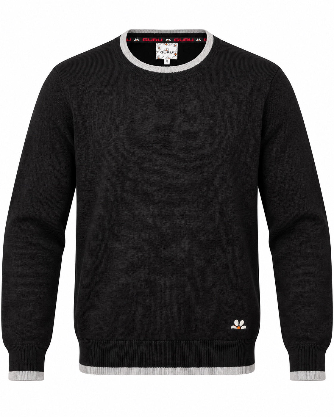 Maglioncino uomo GURU con scollo tondo Nero: vista frontale