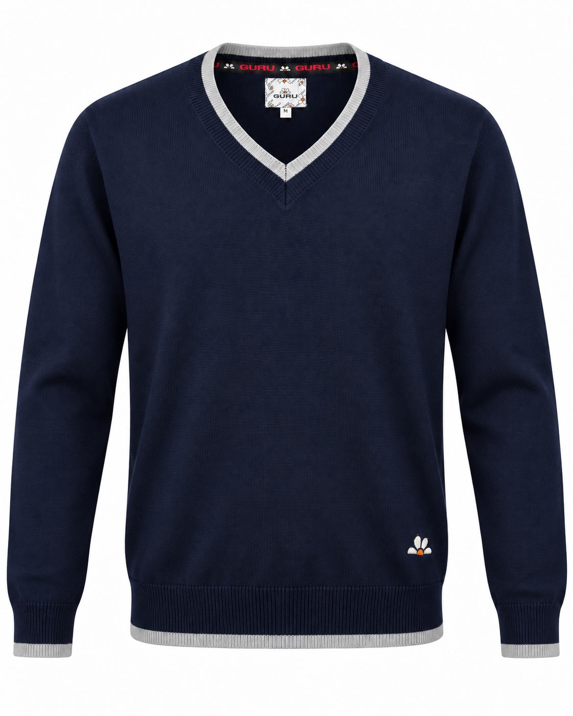 Maglioncino uomo GURU con scollo a V Blu navy: vista frontale