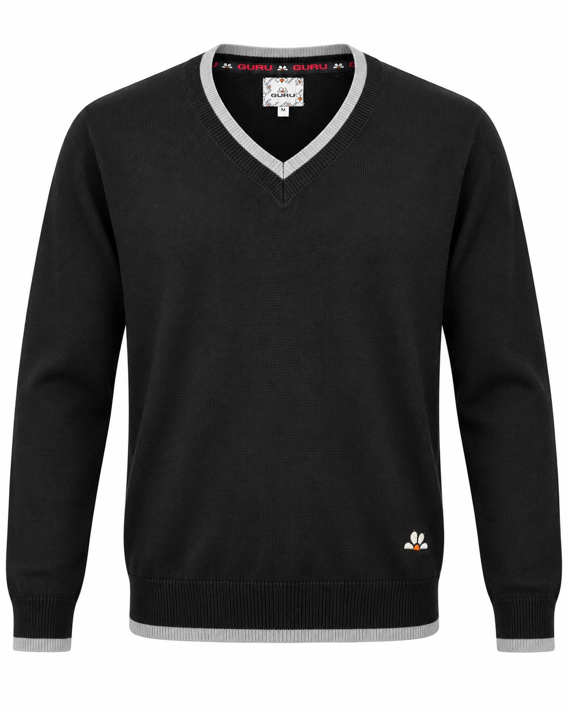 Maglioncino uomo GURU con scollo a V Nero: vista frontale