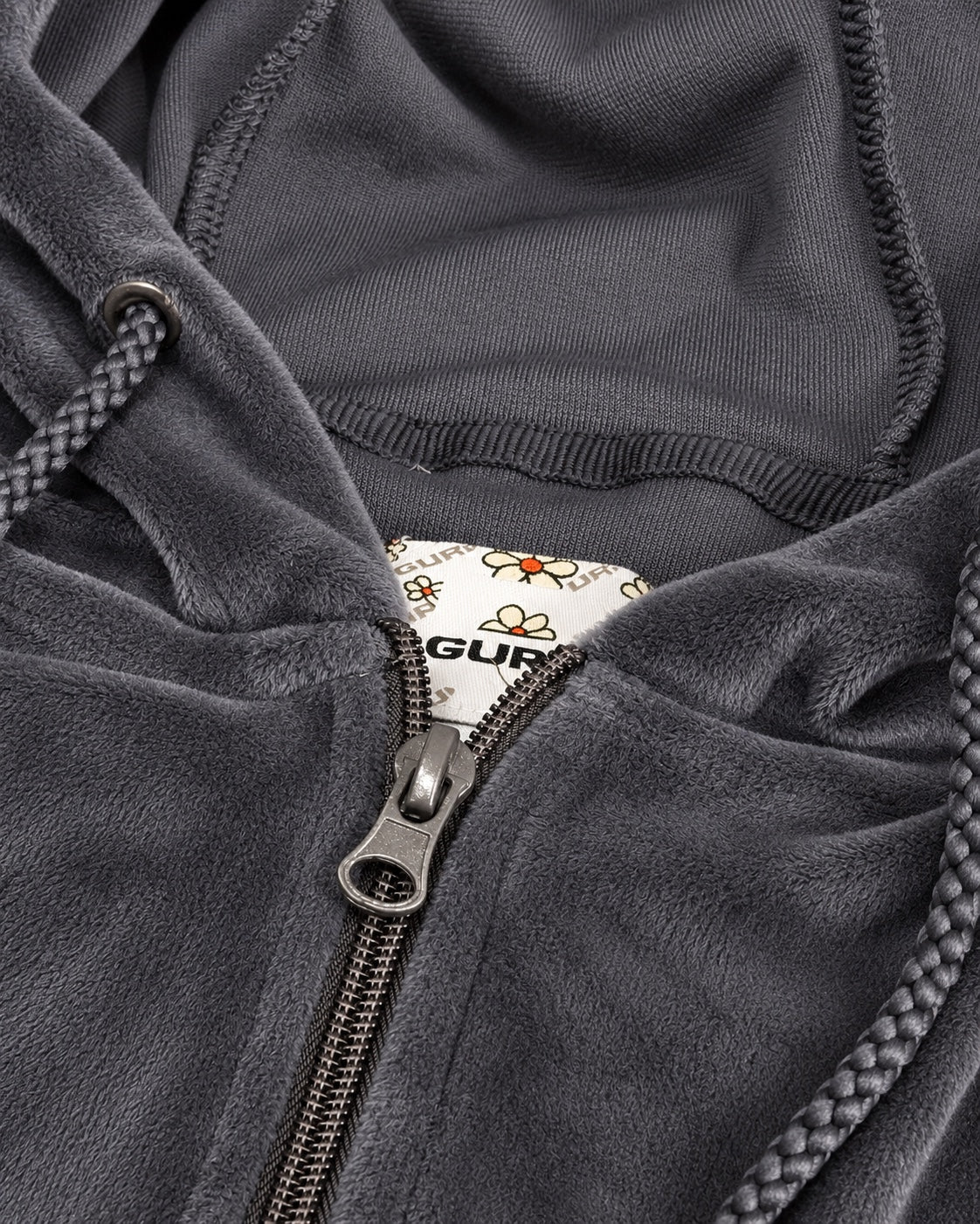 Felpa donna GURU T62G1 05053 antracite – dettaglio cappuccio, coulisse e zip