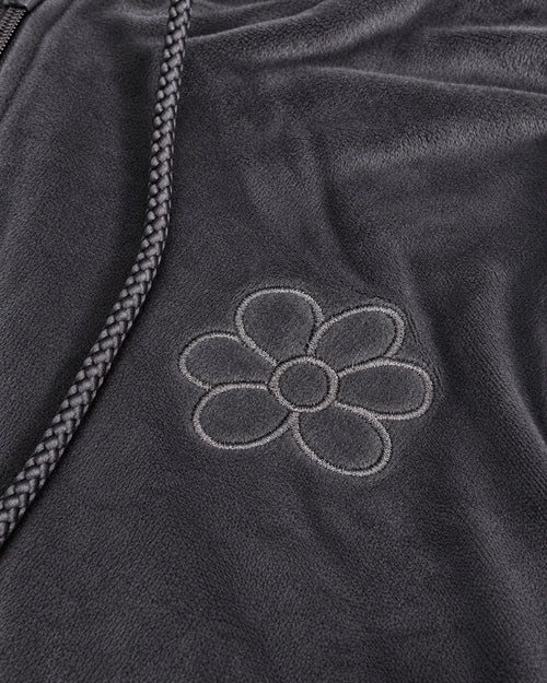 Load image 1 in gallery view. Felpa donna GURU T62G1 05053 antracite – dettaglio logo a fiore ricamato tono su tono