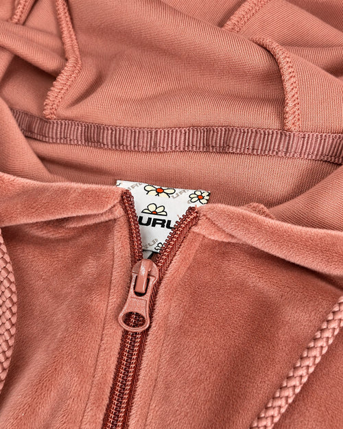 Load image 1 in gallery view. Felpa donna GURU T62G1 05053 rosa – dettaglio cappuccio, coulisse e zip