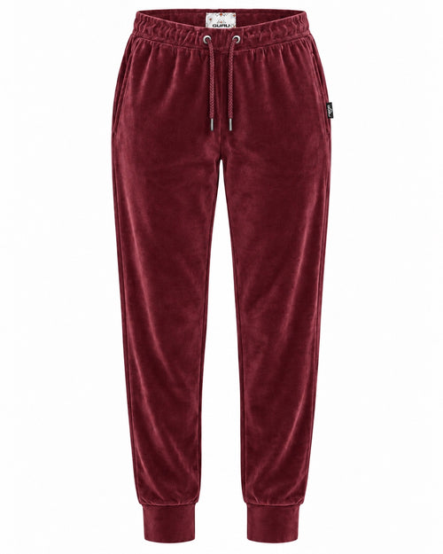 Load image 1 in gallery view. Pantalone donna GURU T62G1 05054 in velluto bordeaux – vista frontale