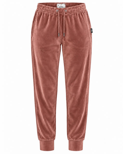 Load image 1 in gallery view. Pantalone donna GURU T62G1 05054 in velluto rosa – vista frontale